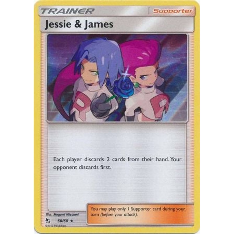 Pokemon Card Hidden Fates 58/68 Jessie & James Supporter Holo Rare