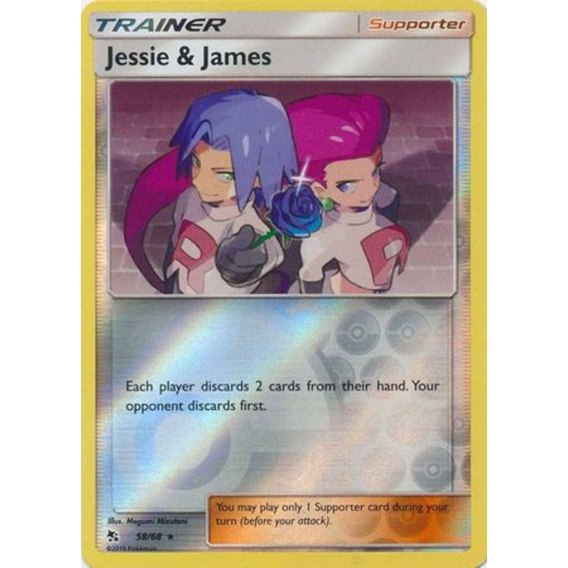 Pokemon Card Hidden Fates 58/68 Jessie & James Supporter Rare Reverse Holo