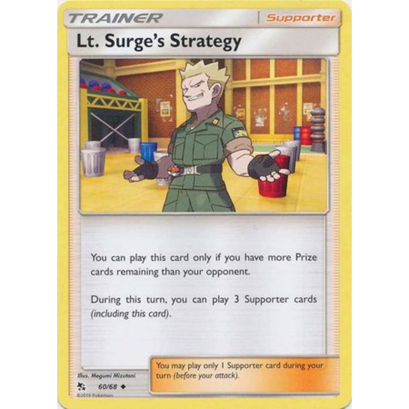Pokemon Card Hidden Fates 60/68 Lt. Surge’s Strategy Supporter Uncommon