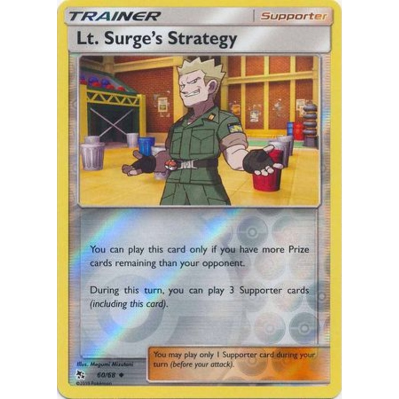 Pokemon Card Hidden Fates 60/68 Lt. Surge’s Strategy Supporter Uncommon Reverse Holo