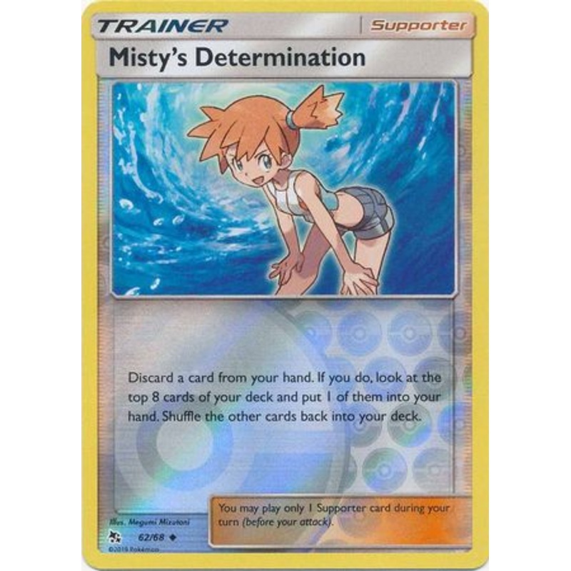 Pokemon Card Hidden Fates 62/68 Misty’s Determination Supporter Uncommon Reverse Holo