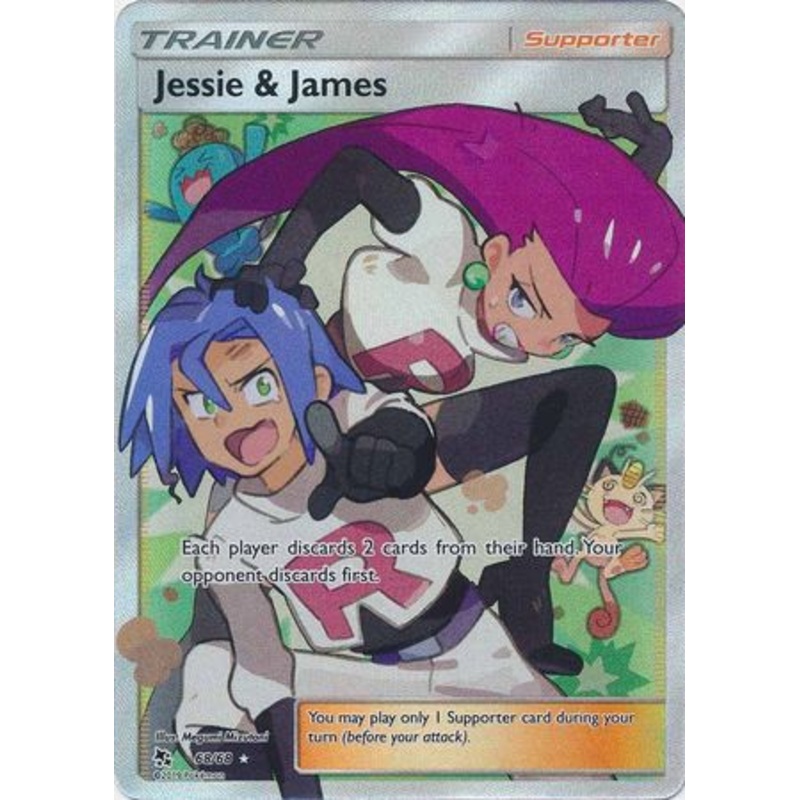 Pokemon Card Hidden Fates 68/68 Jessie & James Supporter Full Art Rare