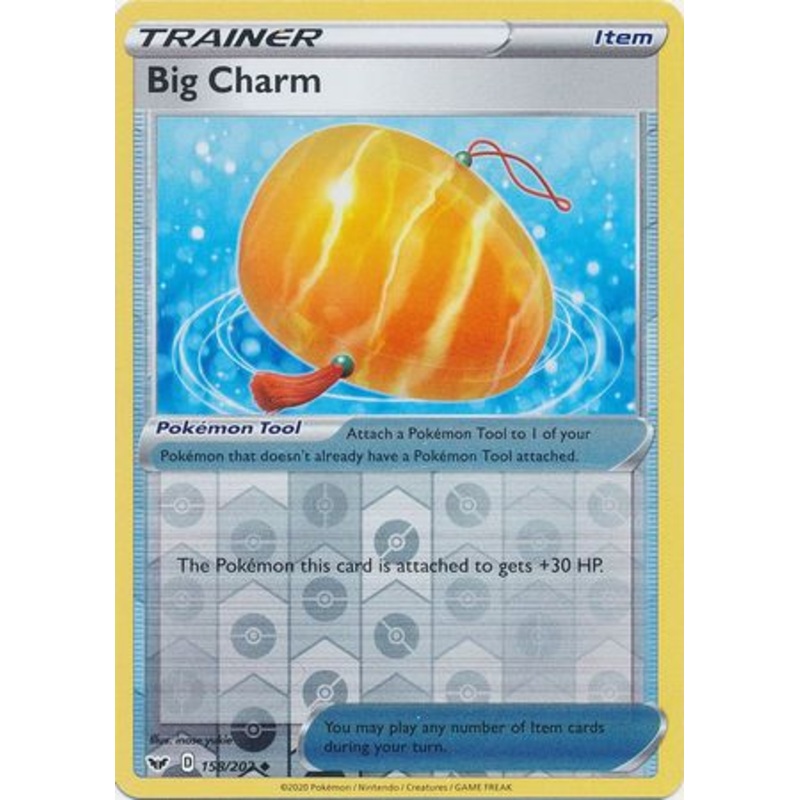 Pokemon Card Sword and Shield 158/202 Big Charm item Reverse Holo Uncommon