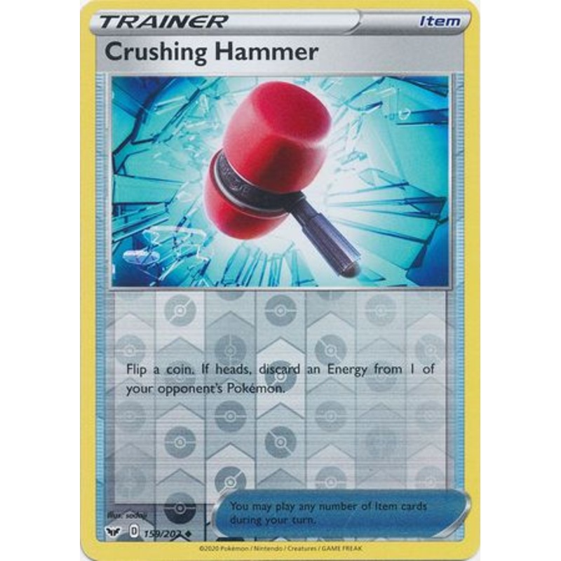 Pokemon Card Sword and Shield 159/202 Crushing Hammer item Reverse Holo Uncommon