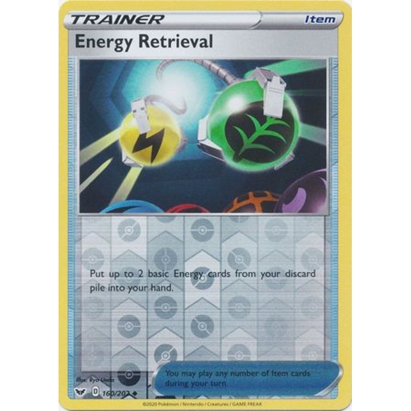 Pokemon Card Sword and Shield 160/202 Energy Retrieval item Reverse Holo Uncommon