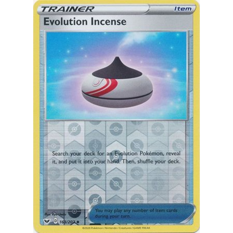 Pokemon Card Sword and Shield 163/202 Evolution Incense item Reverse Holo Uncommon