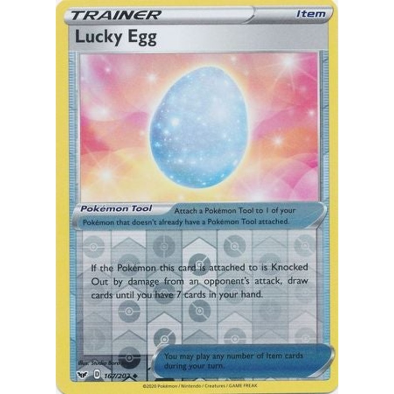 Pokemon Card Sword and Shield 167/202 Lucky Egg item Reverse Holo Uncommon