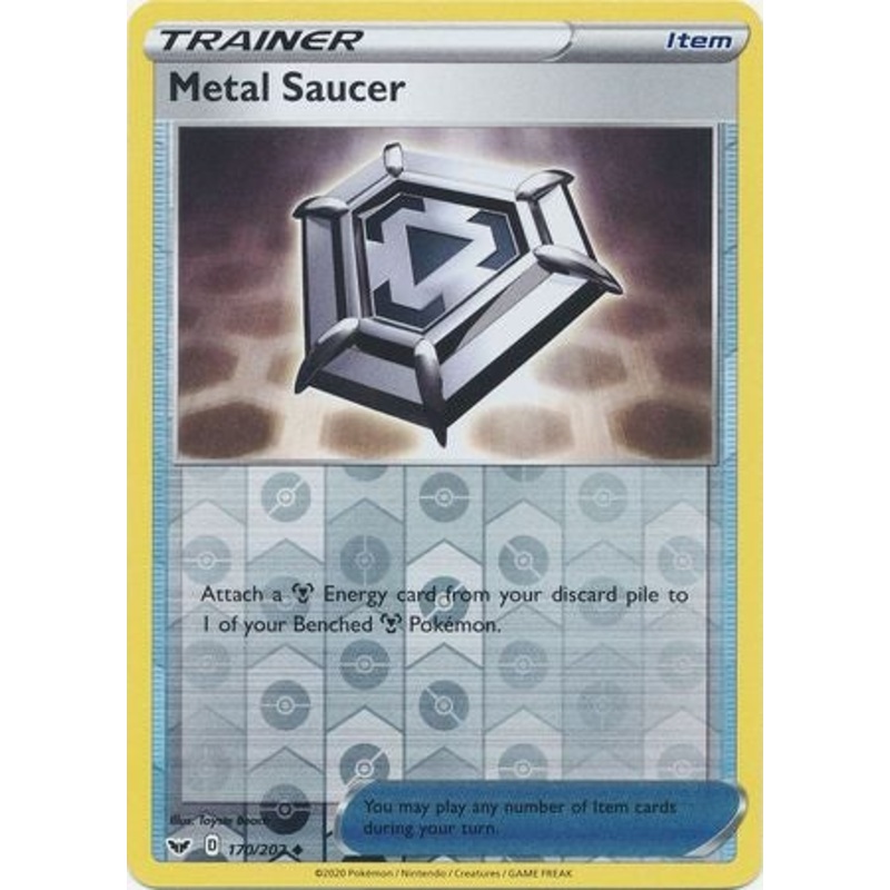 Pokemon Card Sword and Shield 170/202 Metal Saucer item Reverse Holo Uncommon