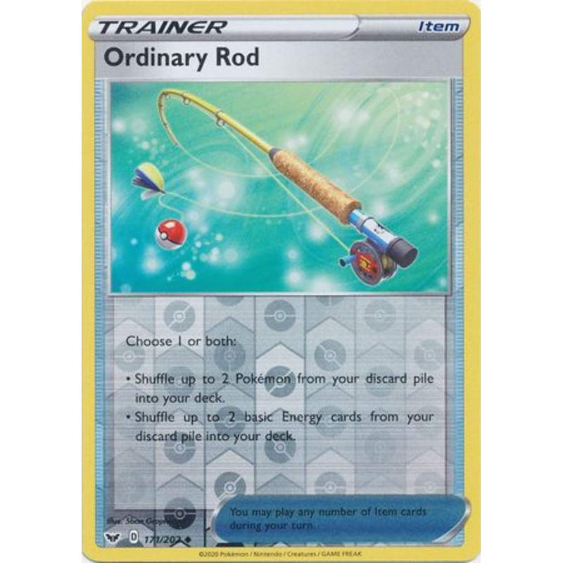 Pokemon Card Sword and Shield 171/202 Ordinary Rod item Reverse Holo Uncommon