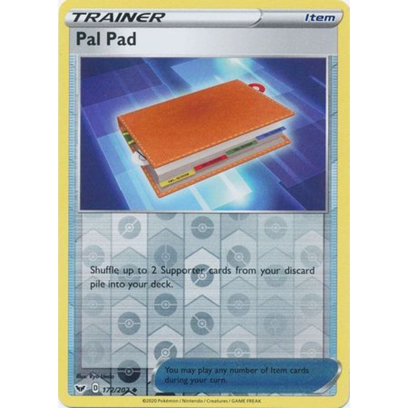 Pokemon Card Sword and Shield 172/202 Pal Pad item Reverse Holo Uncommon