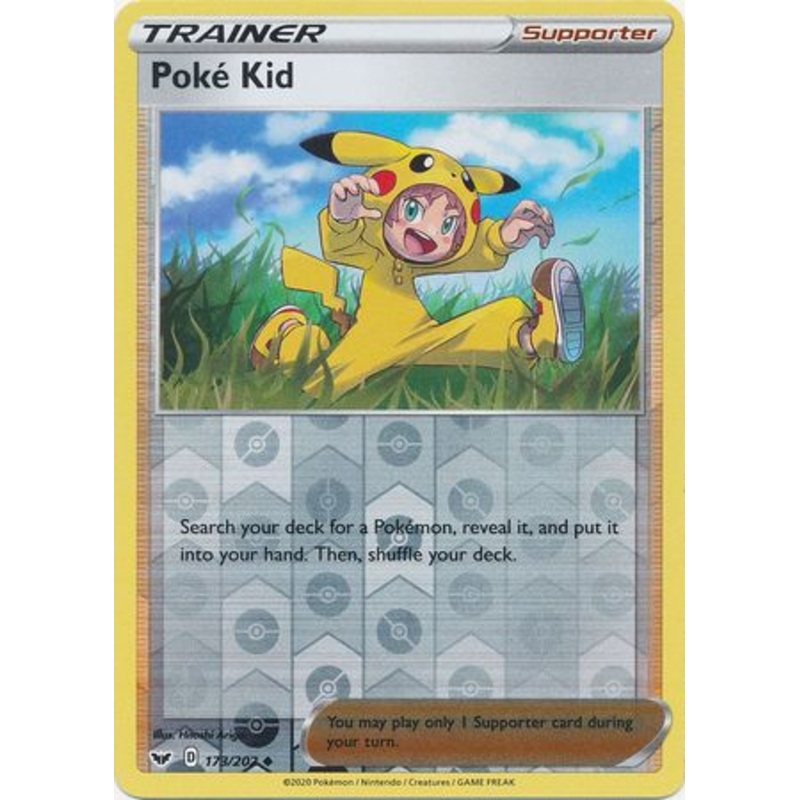 Pokemon Card Sword and Shield 173/202 Poke Kid supporter Reverse Holo Uncommon