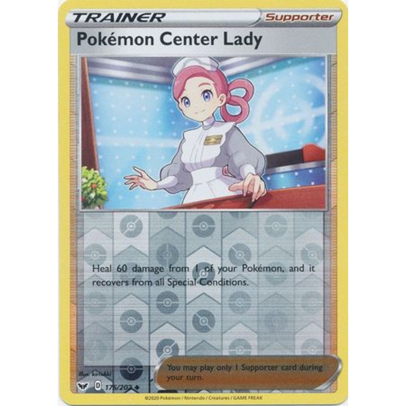 Pokemon Card Sword and Shield 176/202 Pokemon Center Lady Reverse Holo