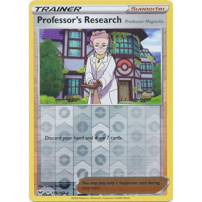 Pokemon Card Sword and Shield 178/202 Professor’s Research supporter Reverse Holo Rare