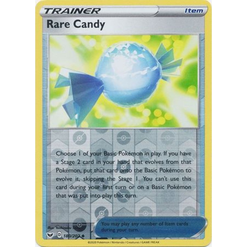 Pokemon Card Sword and Shield 180/202 Rare Candy item Reverse Holo Uncommon