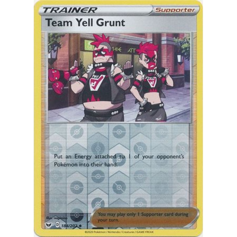 Pokemon Card Sword and Shield 184/202 Team Yell Grunt supporter Reverse Holo