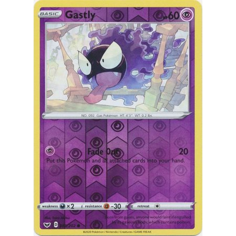 Pokemon Card Sword and Shield 083/202 83/202 Gastly Reverse Holo Common