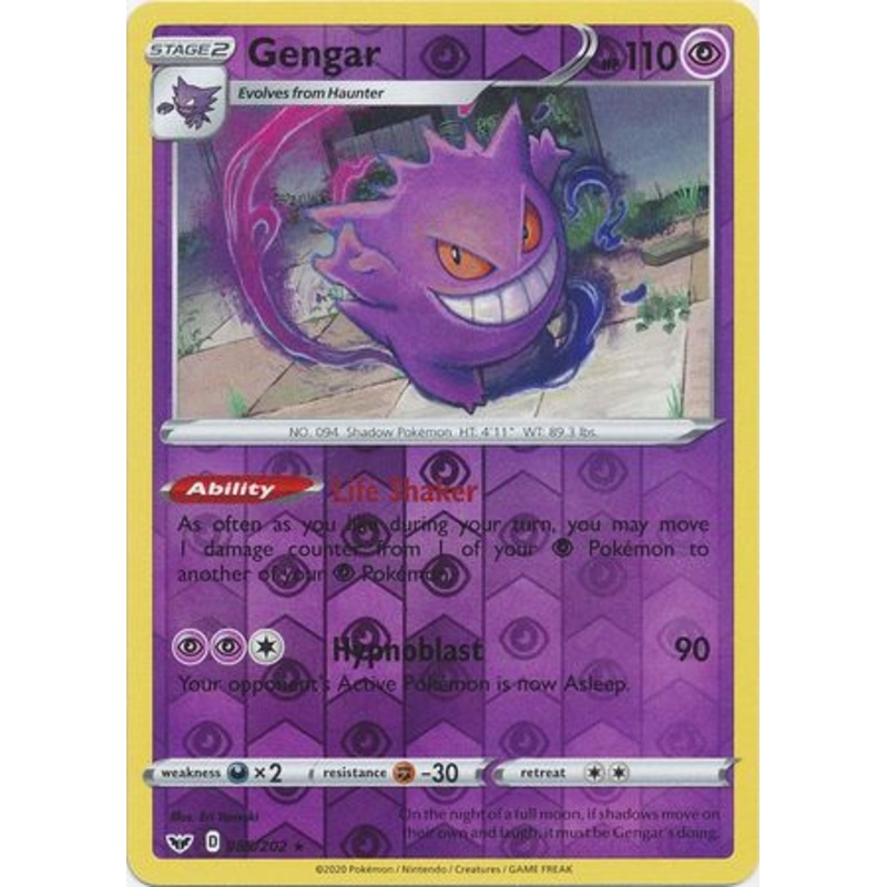 Pokemon Card Sword and Shield 085/202 85/202 Gengar Reverse Holo Rare