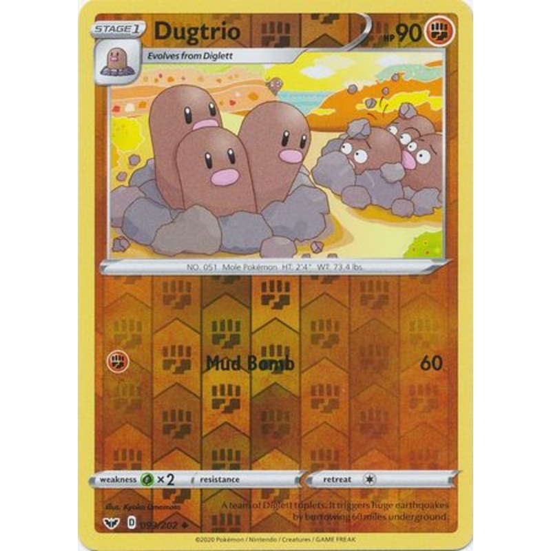 Pokemon Card Sword and Shield 093/202 93/202 Dugtrio Reverse Holo Uncommon