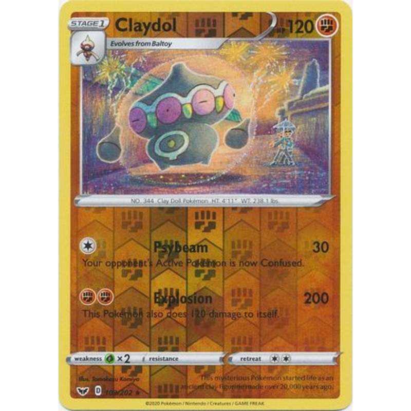 Pokemon Card Sword and Shield 103/202 Claydol Reverse Holo Rare