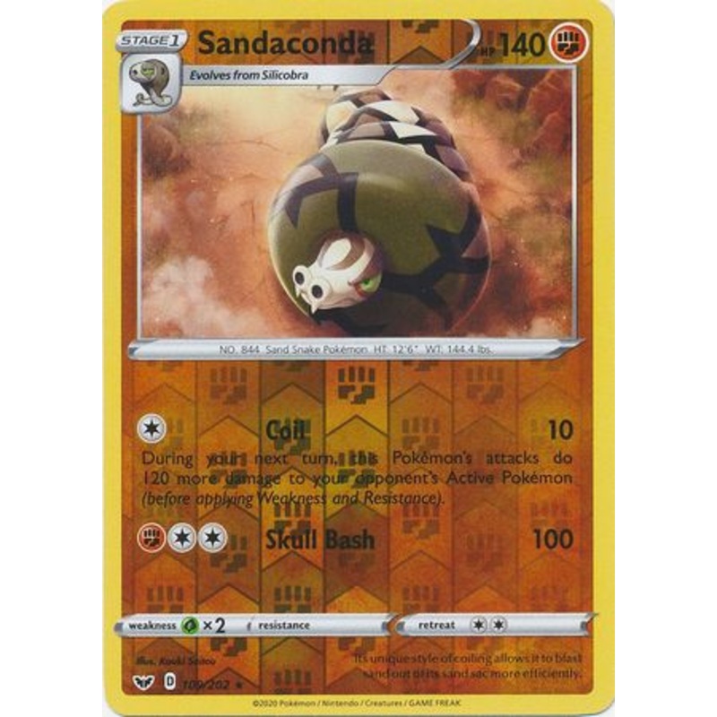 Pokemon Card Sword and Shield 109/202 Sandaconda Reverse Holo Rare