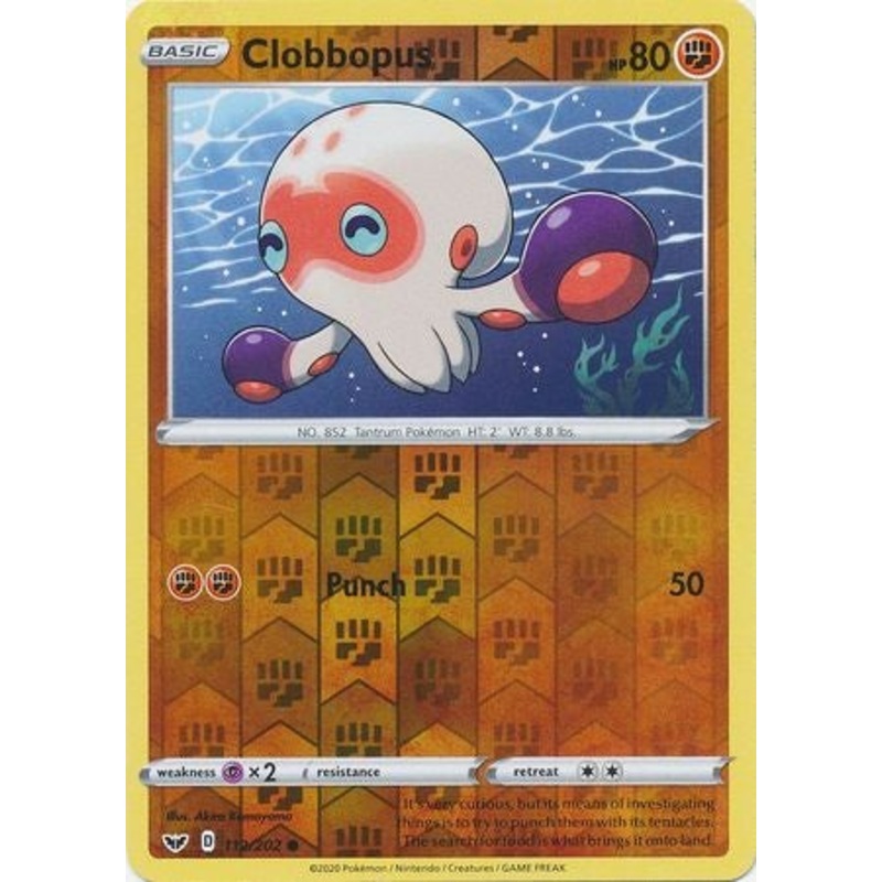 Pokemon Card Sword and Shield 112/202 Clobbopus Reverse Holo Common