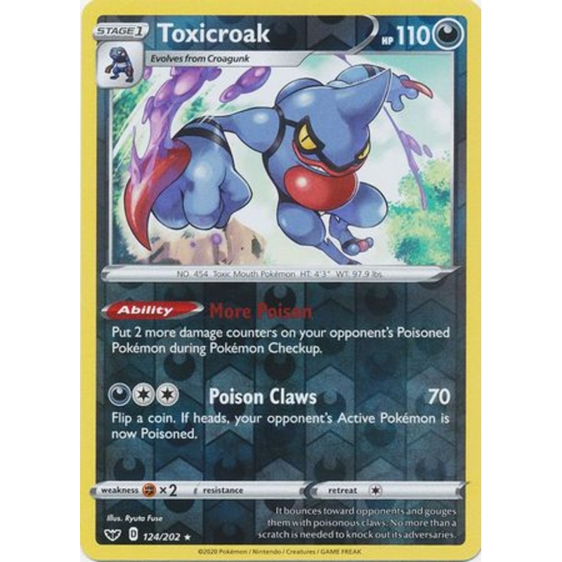 Pokemon Card Sword and Shield 124/202 Toxicroak Reverse Holo Rare