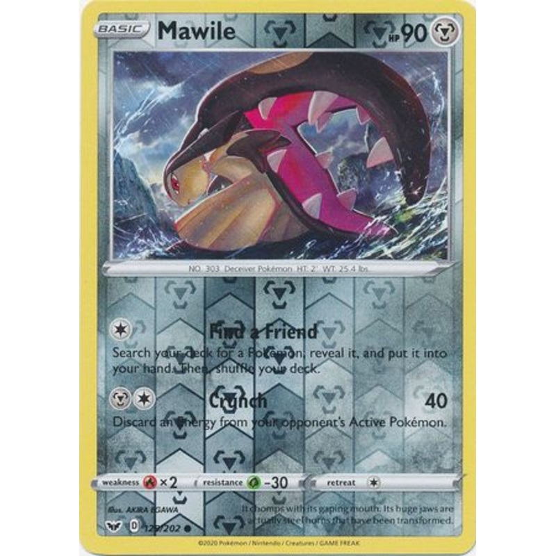 Pokemon Card Sword and Shield 129/202 Mawile Reverse Holo Common