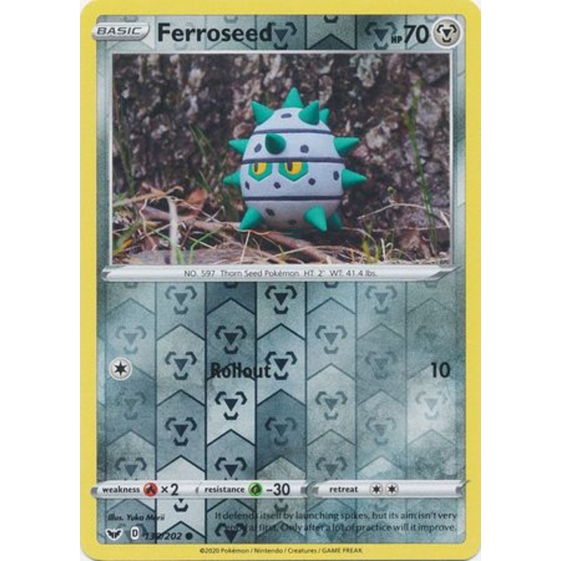 Pokemon Card Sword and Shield 130/202 Ferroseed Reverse Holo Common