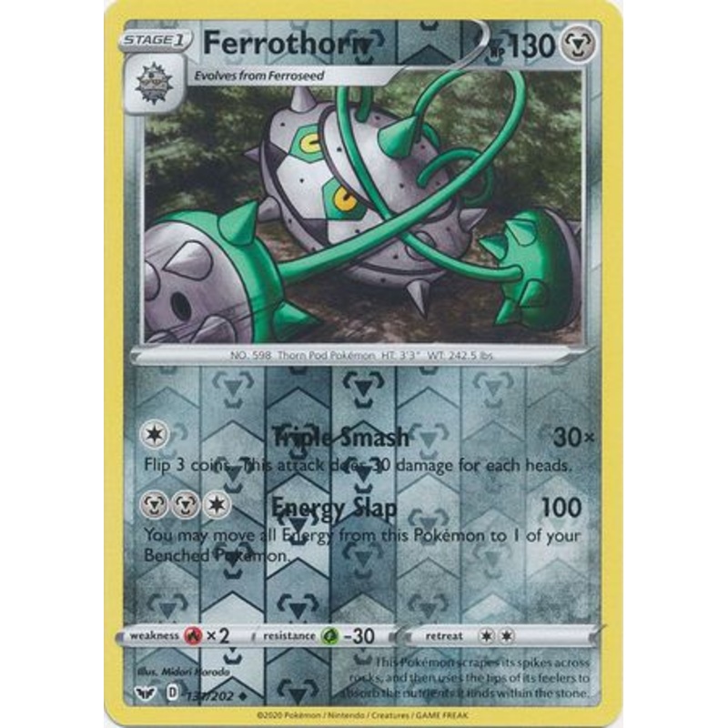 Pokemon Card Sword and Shield 131/202 Ferrothorn Reverse Holo Uncommon