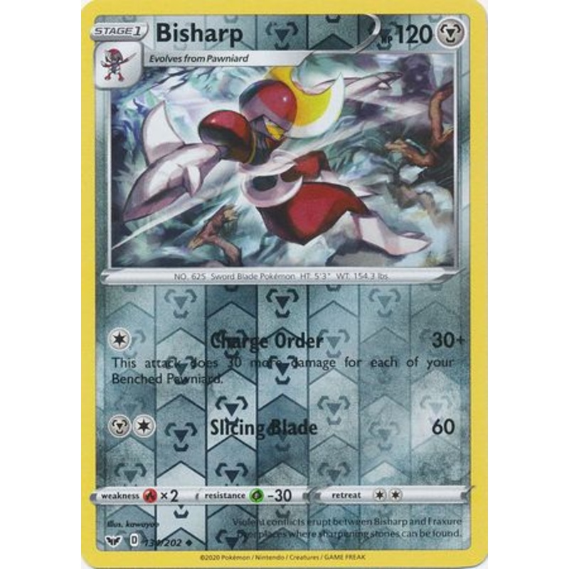 Pokemon Card Sword and Shield 134/202 Bisharp Reverse Holo Uncommon