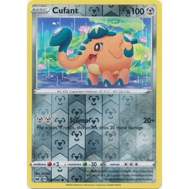 Pokemon Card Sword and Shield 136/202 Cufant Reverse Holo Common