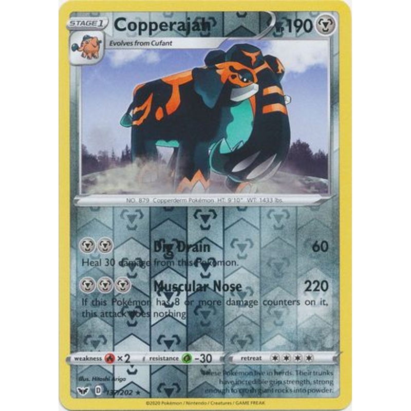 Pokemon Card Sword and Shield 137/202 Copperajah Reverse Holo Rare
