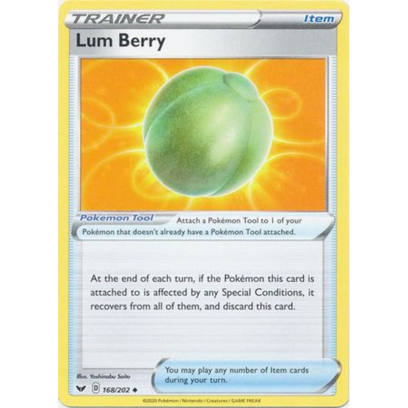 Pokemon Card Sword and Shield 168/202 Lum Berry item Uncommon