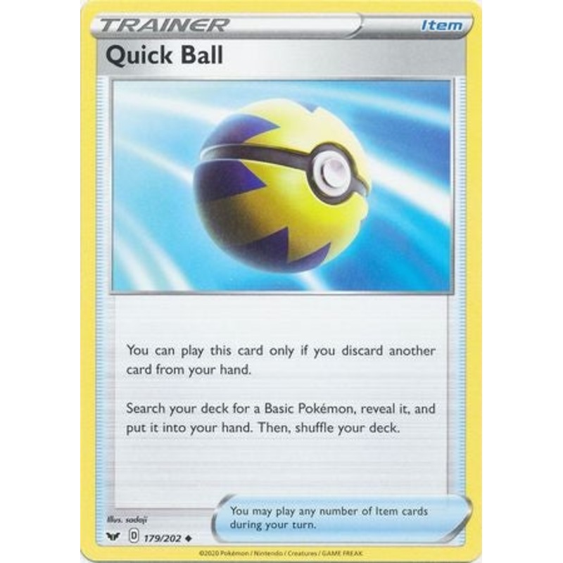 Pokemon Card Sword and Shield 179/202 Quick Ball item Uncommon