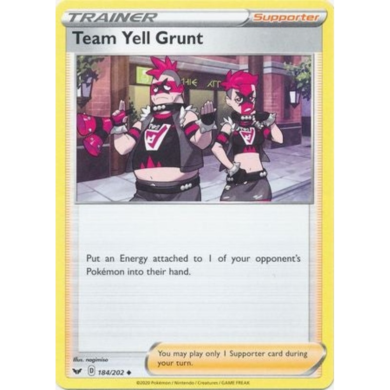 Pokemon Card Sword and Shield 184/202 Team Yell Grunt supporter Uncommon