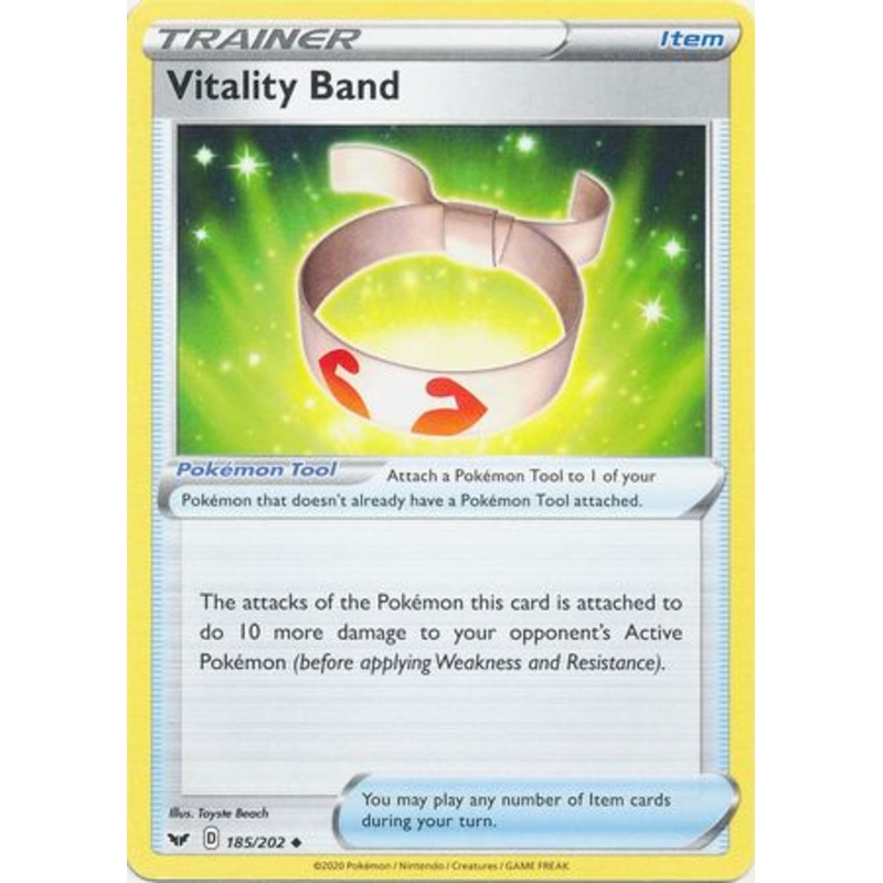 Pokemon Card Sword and Shield 185/202 Vitality Band item Uncommon