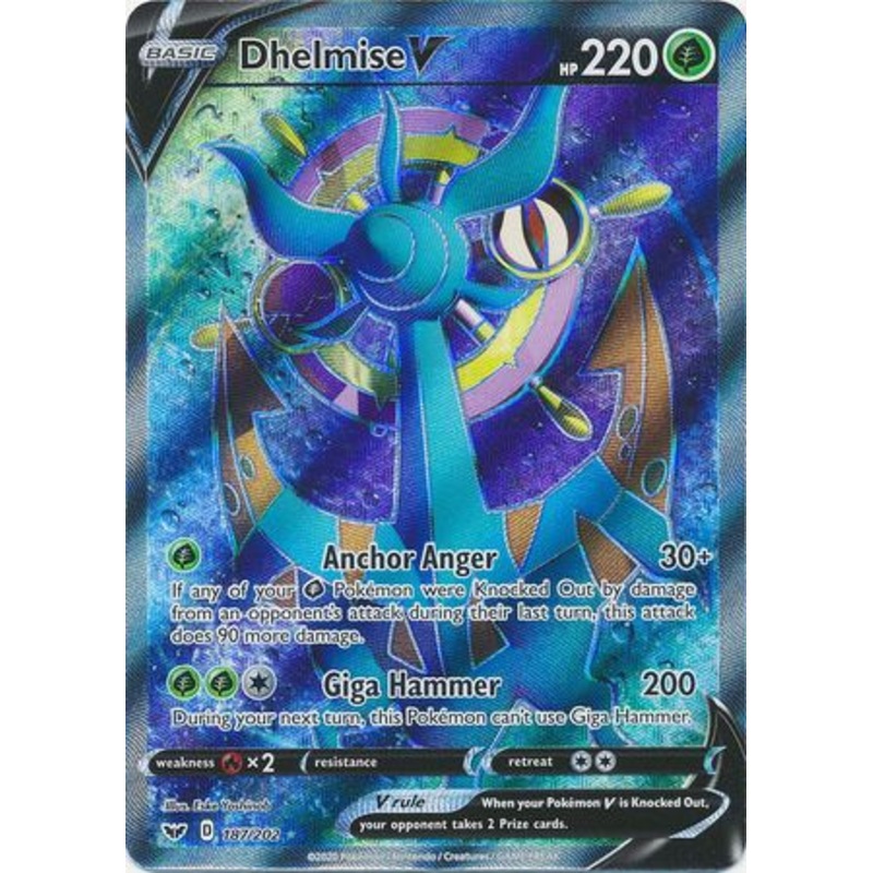 Pokemon Card Sword and Shield 187/202 Dhelmise V Full Art