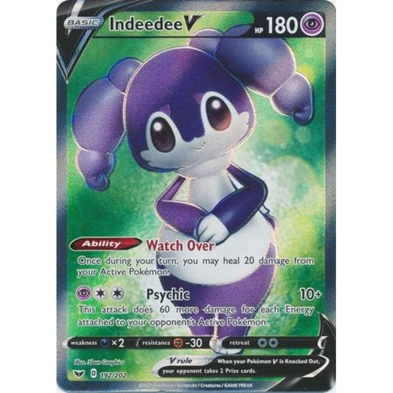 Pokemon Card Sword and Shield 192/202 Indeedee V Full Art