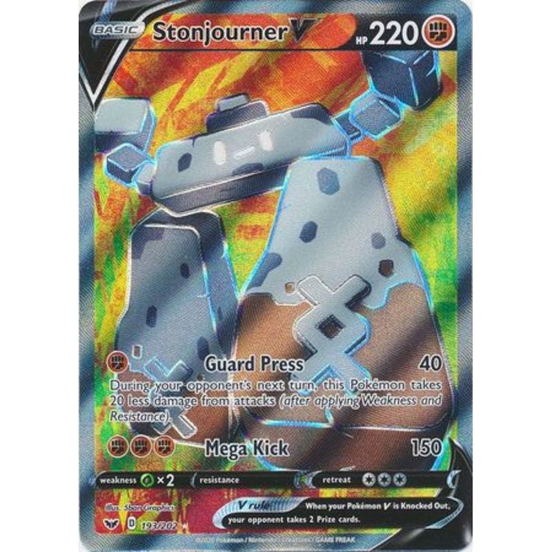 Pokemon Card Sword and Shield 193/202 Stonjourner V Full Art