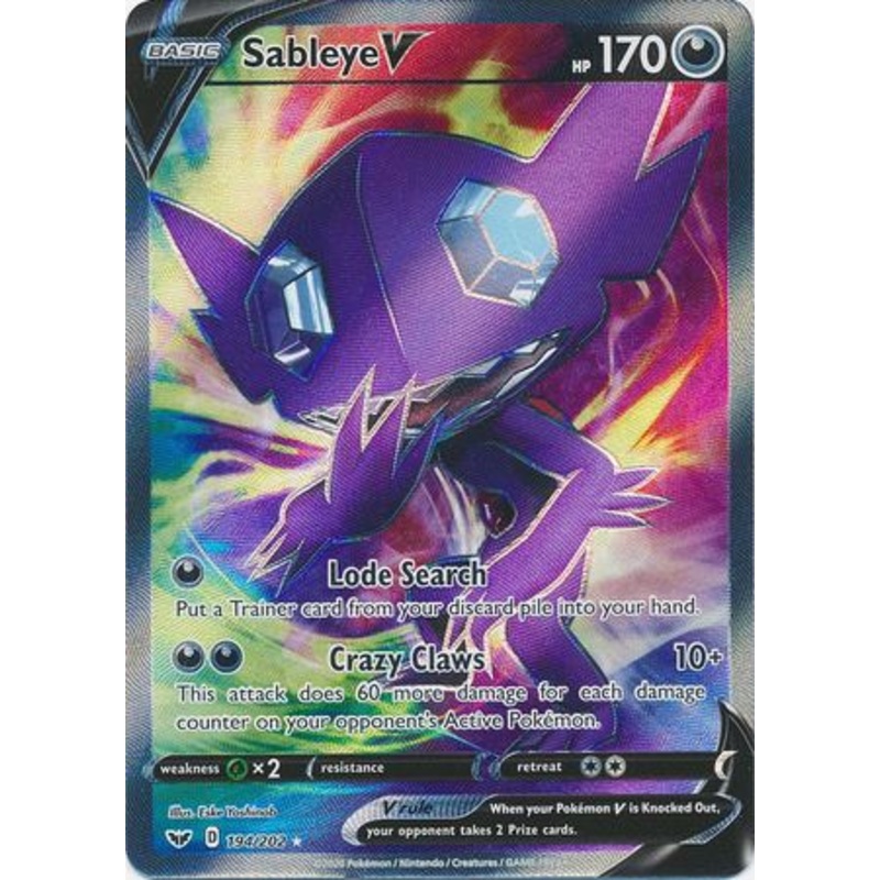 Pokemon Card Sword and Shield 194/202 Sableye V Full Art