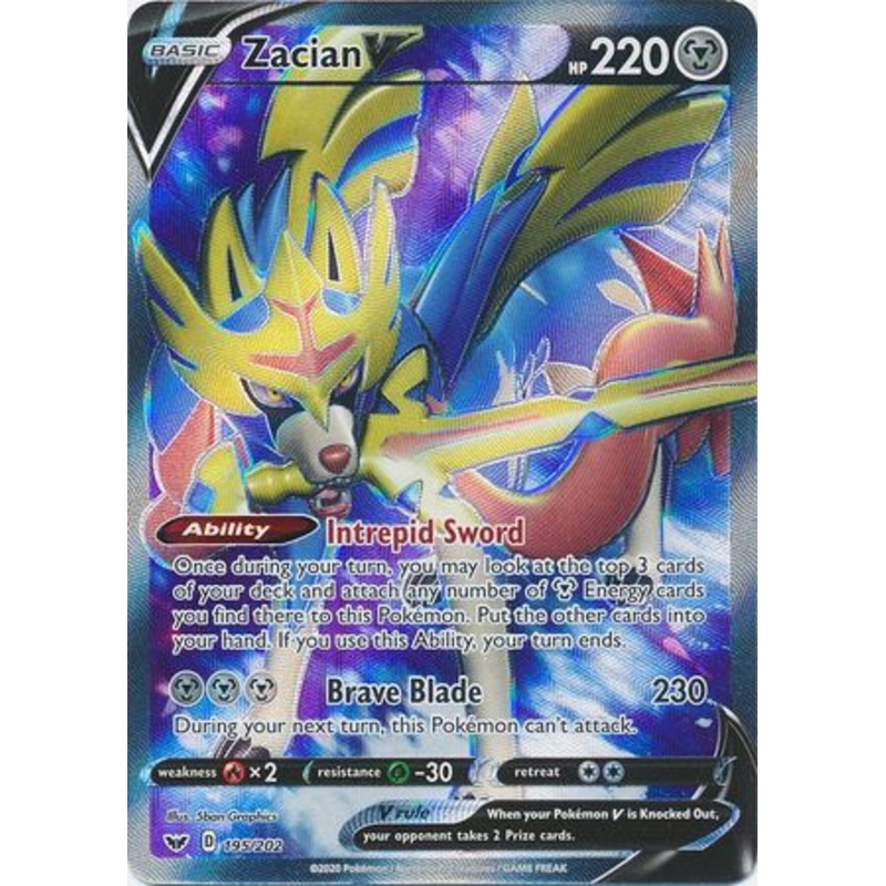 Pokemon Card Sword and Shield 195/202 Zacian V Full Art