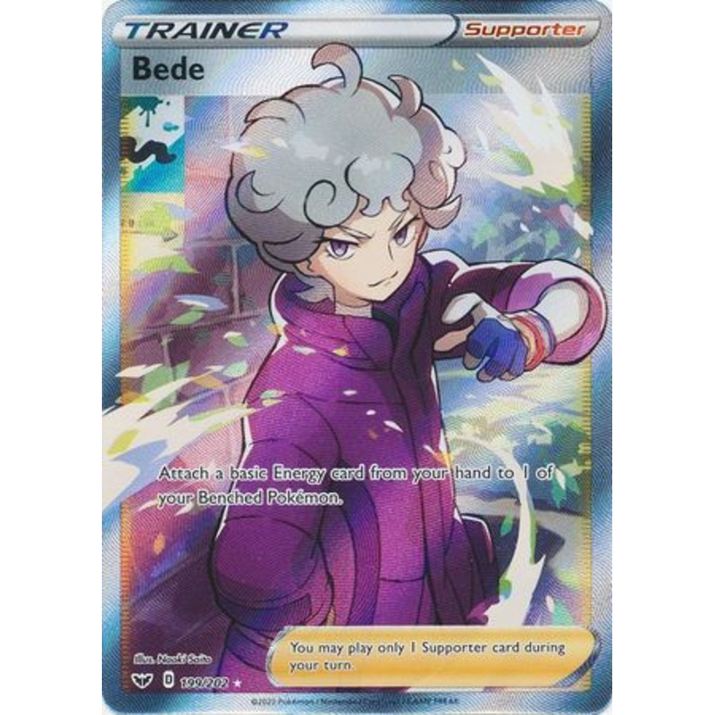 Pokemon Card Sword and Shield 199/202 Bede supporter Full Art