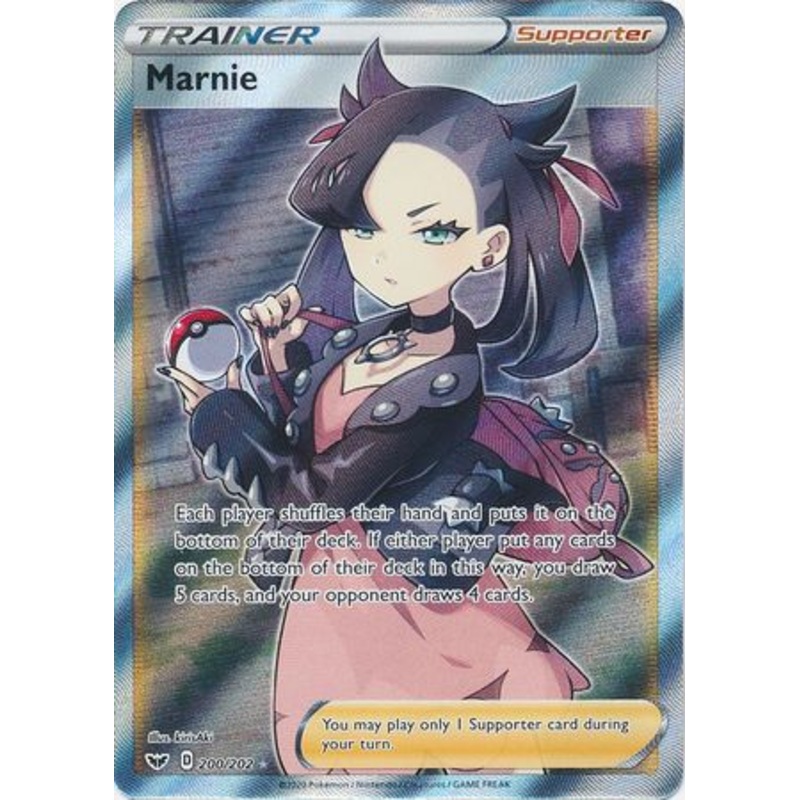 Pokemon Card Sword and Shield 200/202 Marnie supporter Full Art