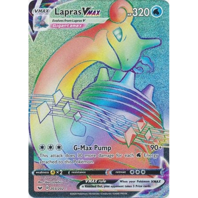Pokemon Card Sword and Shield 203/202 Lapras VMAX Hyper Rare