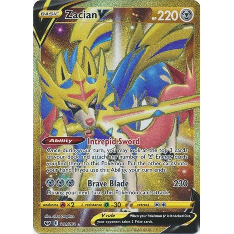 Pokemon Card Sword and Shield 211/202 Zacian V Secret Rare