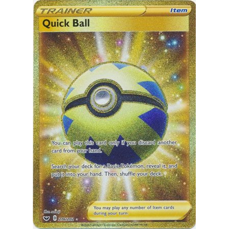 Pokemon Card Sword and Shield 216/202 Quick Ball item Secret Rare