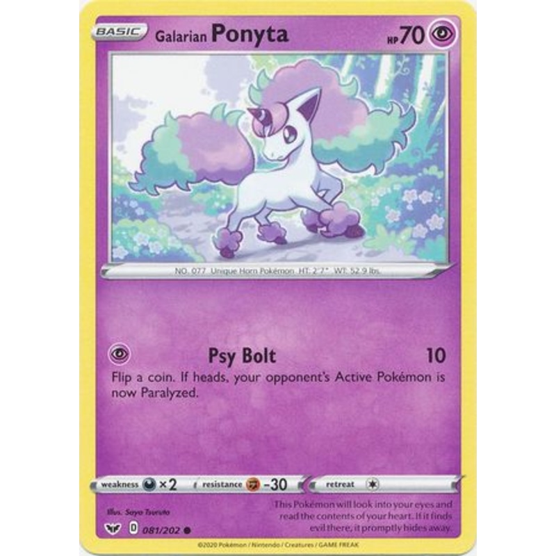 Pokemon Card Sword and Shield 081/202 81/202 Galarian Ponyta Common