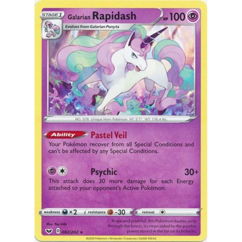 Pokemon Card Sword and Shield 082/202 82/202 Galarian Rapidash Rare