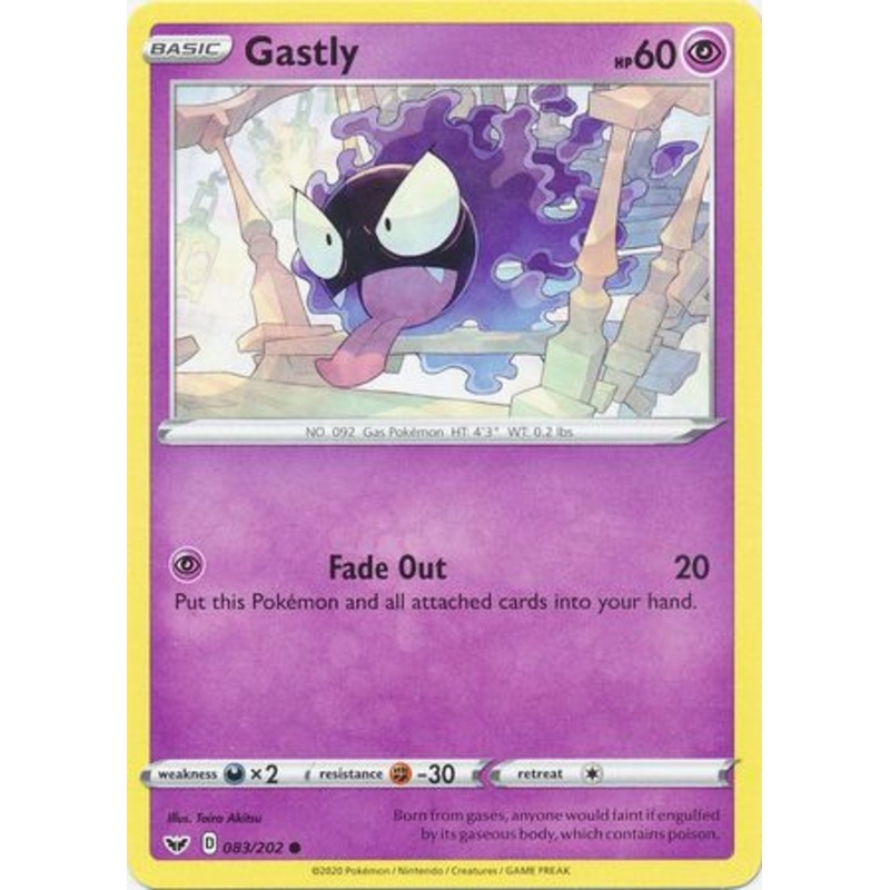Pokemon Card Sword and Shield 083/202 83/202 Gastly Common