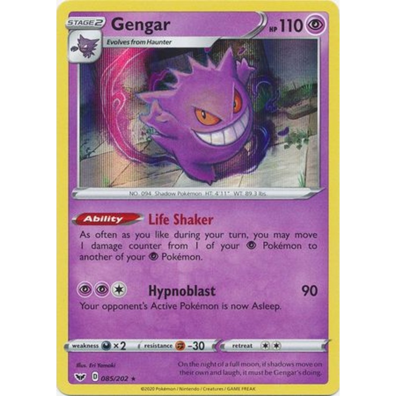 Pokemon Card Sword and Shield 085/202 85/202 Gengar Holo Rare